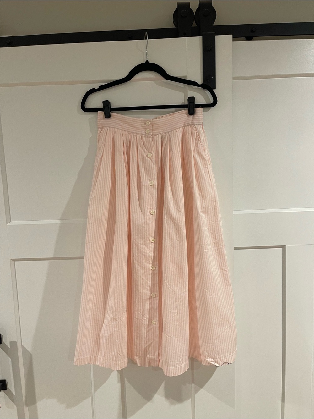 Vintage Karen Scott Pale Pink Button-Front Midi Skirt